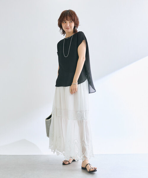 RIVE DROITE(リヴドロワ)の「メッシュフレンチブラウス(シャツ/ブラウス・レディース・オフホワイト/ブラック/ブラウン・FREE)」の20枚目の写真