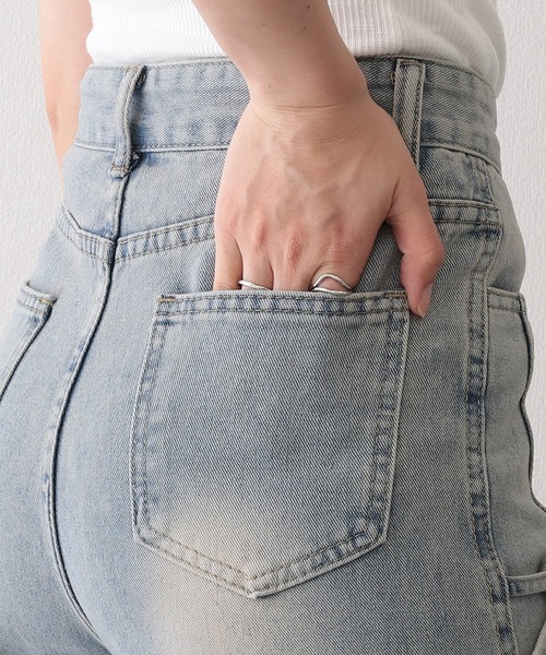 Lace Ladies（レースレディース）の「ウォッシュ加工 リボン付き ワイド フレア デニムパンツ（デニムパンツ・レディース・ブルー・XL/L/M/S/XS）」の14枚目の写真