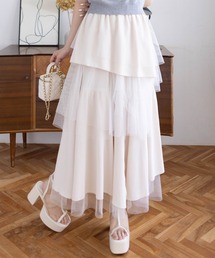 clear | チュールドッキングランダムスカート[着回し力抜群 大人 カジュアル]≪2025SS新作≫(スカート)