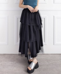 clear | チュールドッキングランダムスカート[着回し力抜群 大人 カジュアル]≪2025SS新作≫(スカート)