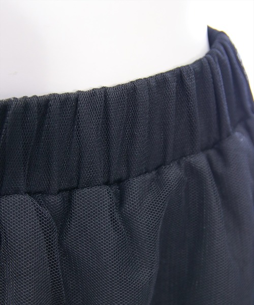 clear（クリア）の「【低身長サイズ有】チュールドッキングランダムスカート[着回し力抜群 大人 カジュアル]≪2025SS新作≫（スカート・レディース・ブラック/アイボリー・F/XS）」の4枚目の写真