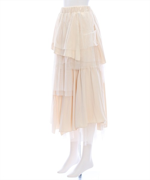 clear（クリア）の「【低身長サイズ有】チュールドッキングランダムスカート[着回し力抜群 大人 カジュアル]≪2025SS新作≫（スカート・レディース・ブラック/アイボリー・F/XS）」の6枚目の写真