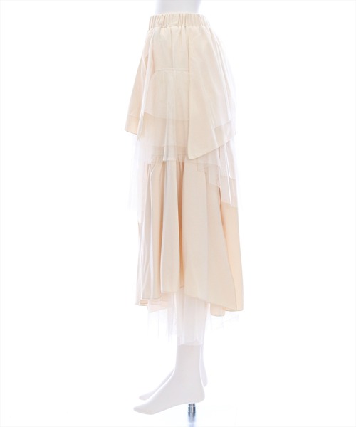 clear（クリア）の「【低身長サイズ有】チュールドッキングランダムスカート[着回し力抜群 大人 カジュアル]≪2025SS新作≫（スカート・レディース・ブラック/アイボリー・F/XS）」の7枚目の写真