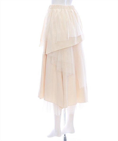 clear（クリア）の「【低身長サイズ有】チュールドッキングランダムスカート[着回し力抜群 大人 カジュアル]≪2025SS新作≫（スカート・レディース・ブラック/アイボリー・F/XS）」の8枚目の写真