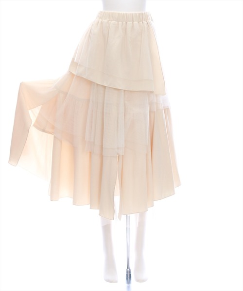 clear（クリア）の「【低身長サイズ有】チュールドッキングランダムスカート[着回し力抜群 大人 カジュアル]≪2025SS新作≫（スカート・レディース・ブラック/アイボリー・F/XS）」の12枚目の写真
