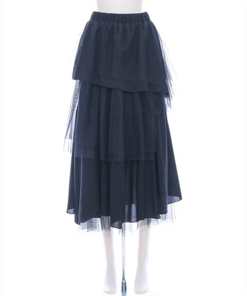 clear（クリア）の「【低身長サイズ有】チュールドッキングランダムスカート[着回し力抜群 大人 カジュアル]≪2025SS新作≫（スカート・レディース・ブラック/アイボリー・F/XS）」の14枚目の写真