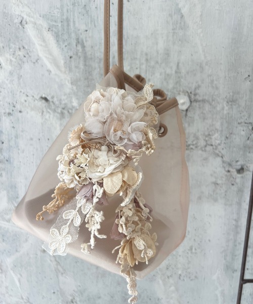 m.soeur（エムスール）の「メッシュ素材の巾着バッグ（ハンドバッグ・レディース・グレー/ピンク・FREE）」の15枚目の写真