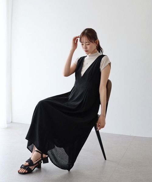 BLUEEAST（ブルーイースト）の「シアーストライプジャンスカ（ジャンパースカート・レディース・ベージュ/ブラック・MEDIUM）」の15枚目の写真