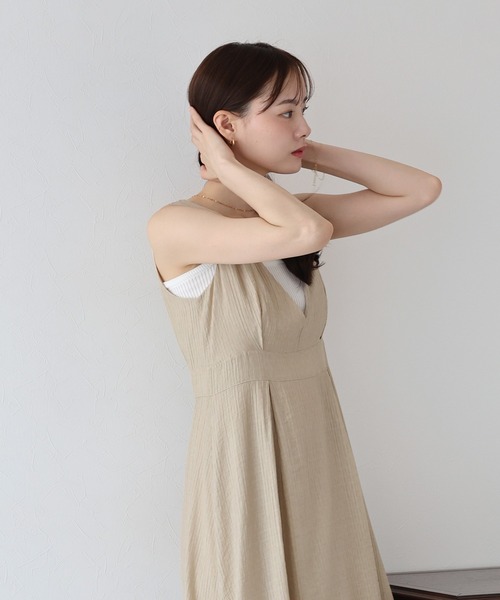 BLUEEAST（ブルーイースト）の「シアーストライプジャンスカ（ジャンパースカート・レディース・ベージュ/ブラック・MEDIUM）」の8枚目の写真