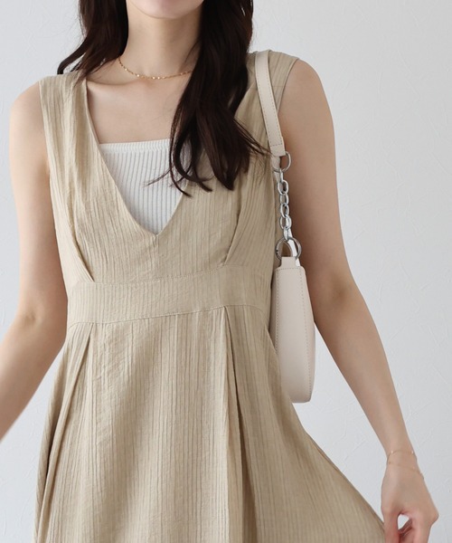 BLUEEAST（ブルーイースト）の「シアーストライプジャンスカ（ジャンパースカート・レディース・ベージュ/ブラック・MEDIUM）」の9枚目の写真