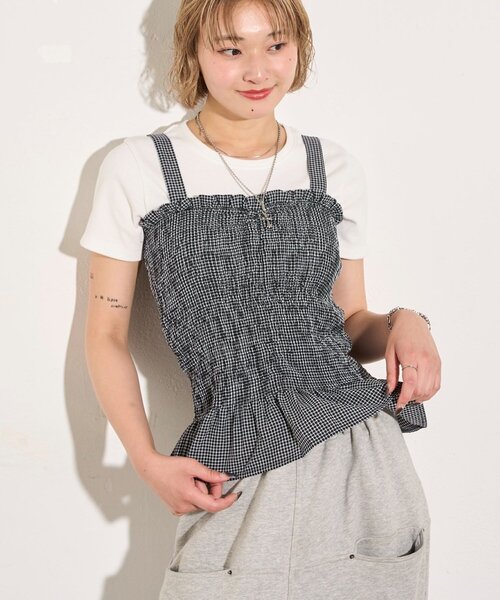 WHO'S WHO gallery（フーズフーギャラリー）の「シャーリングビスチェ（その他トップス・レディース・ブラック/ブラウン/グリーン・FREE）」の6枚目の写真