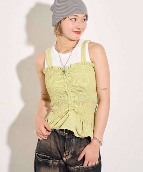 WHO'S WHO gallery（フーズフーギャラリー）の「シャーリングビスチェ（その他トップス・レディース・ブラック/ブラウン/グリーン・FREE）」の13枚目の写真