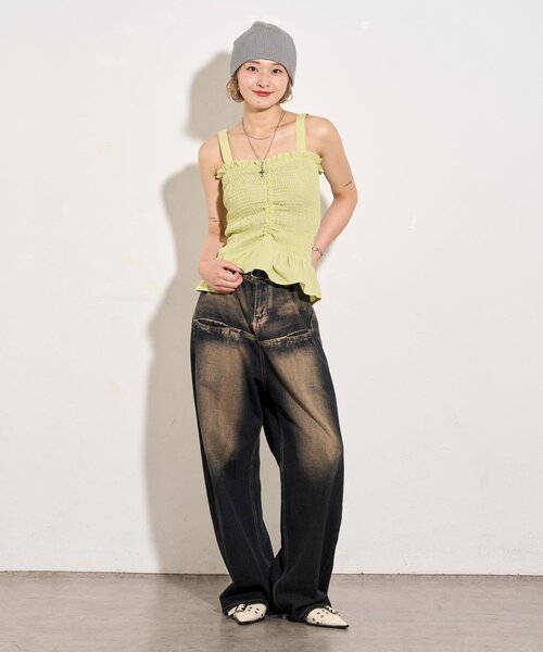 WHO'S WHO gallery（フーズフーギャラリー）の「シャーリングビスチェ（その他トップス・レディース・ブラック/ブラウン/グリーン・FREE）」の14枚目の写真