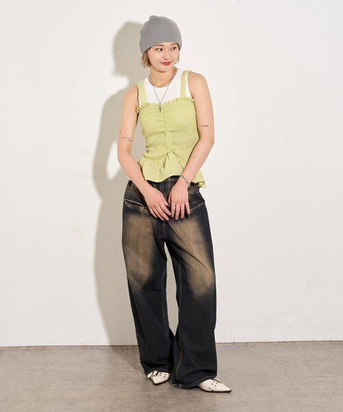 WHO'S WHO gallery（フーズフーギャラリー）の「シャーリングビスチェ（その他トップス・レディース・ブラック/ブラウン/グリーン・FREE）」の15枚目の写真