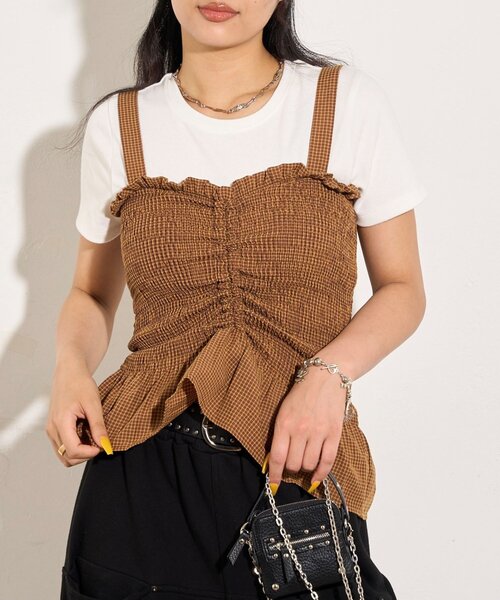 WHO'S WHO gallery（フーズフーギャラリー）の「シャーリングビスチェ（その他トップス・レディース・ブラック/ブラウン/グリーン・FREE）」の20枚目の写真