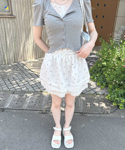 frunco(フランコ)の「【ZOZO限定】リボンレースティアードミニスカート(スカート・レディース・ホワイト/ストライプ・MEDIUM)」の19枚目の写真