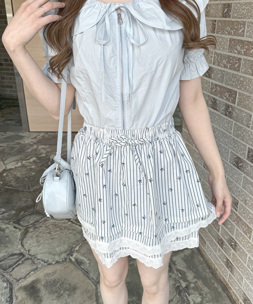 frunco(フランコ)の「【ZOZO限定】リボンレースティアードミニスカート(スカート・レディース・ホワイト/ストライプ・MEDIUM)」の21枚目の写真