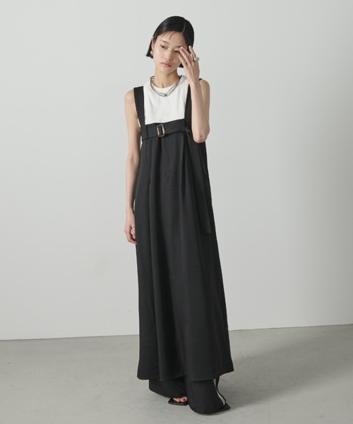AIC.（エーアイシー）の「ベルトデザインロングジャンスカ（ジャンパースカート・レディース・ブラック/グレイッシュベージュ・FREE）」の6枚目の写真
