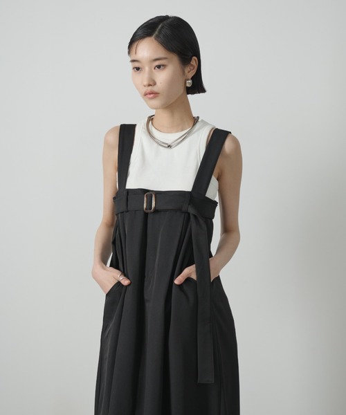 AIC.（エーアイシー）の「ベルトデザインロングジャンスカ（ジャンパースカート・レディース・ブラック/グレイッシュベージュ・FREE）」の12枚目の写真