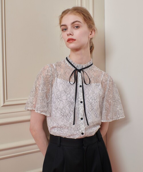 ゆき　LOULOU WILLOUGHBY リボン　ブラウス　シャツ　白 LOULOU WILLOUGHBY（ルルウィルビー） ブラウス シャツ 「LOULOU