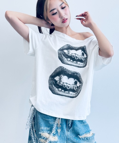 ダブルリップ】プリントルーズTシャツ（Tシャツ/カットソー