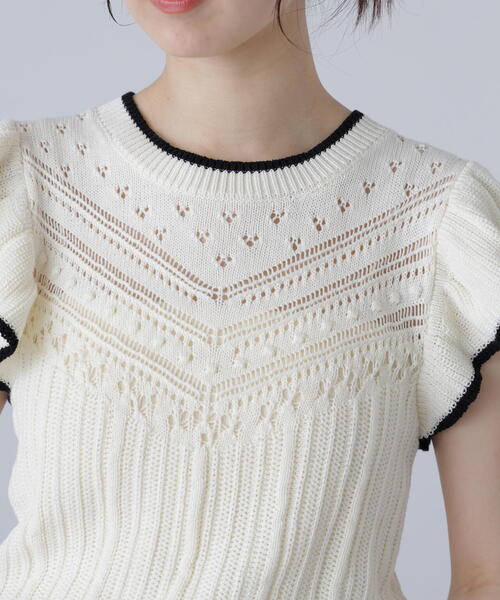 FREE'S MART(フリーズマート)の「◆肩フリル編地切り替えニット(ニット/セーター・レディース・イエロー/ホワイト/ブラウン・FREE)」の20枚目の写真