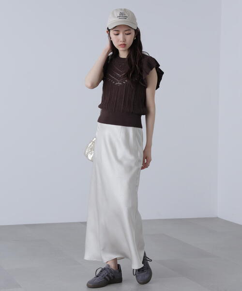 FREE'S MART(フリーズマート)の「◆肩フリル編地切り替えニット(ニット/セーター・レディース・イエロー/ホワイト/ブラウン・FREE)」の5枚目の写真