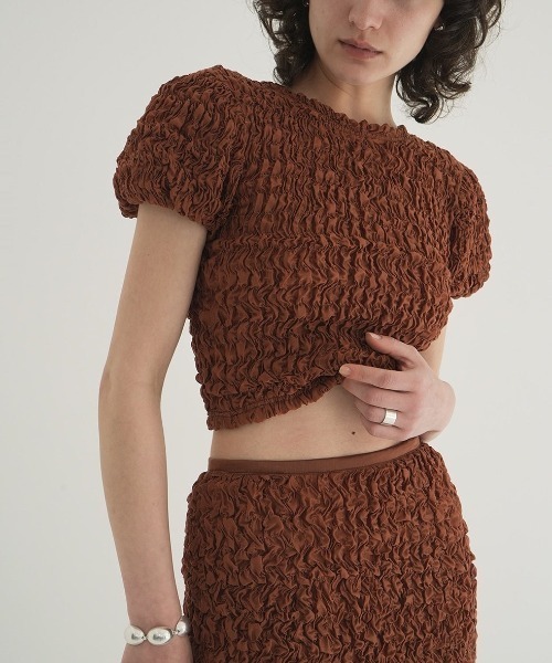 トップス CLANE W FACE SHIRRING CROPPED TOPS CLANE W FACE SHIRRING TOPS 18105-1252（その他トップス