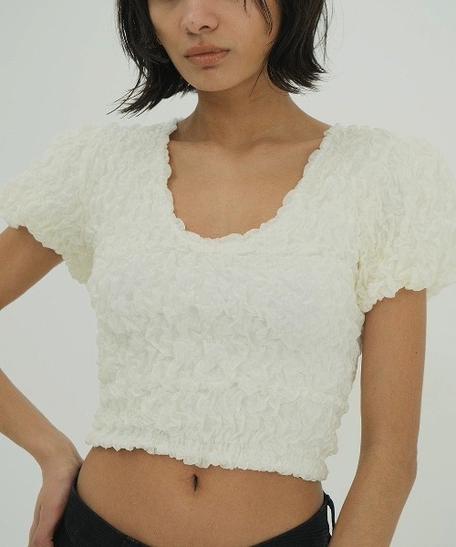 CLANE W FACE SHIRRING TOPS 18105-1252（その他トップス