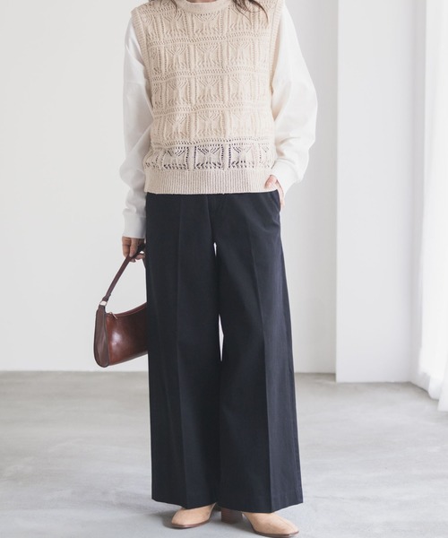 NAVY(ネイビー)の「nAvy ワイドチノパンツ(チノパンツ・レディース・ブラック/チャコール/ベージュ/カーキ・M/S/L)」の2枚目の写真