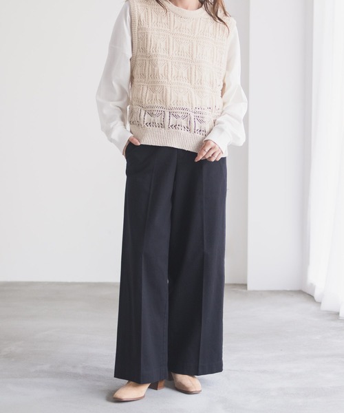 NAVY(ネイビー)の「nAvy ワイドチノパンツ(チノパンツ・レディース・ブラック/チャコール/ベージュ/カーキ・M/S/L)」の17枚目の写真