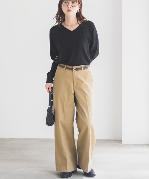 NAVY(ネイビー)の「nAvy ワイドチノパンツ(チノパンツ・レディース・ブラック/チャコール/ベージュ/カーキ・M/S/L)」の19枚目の写真