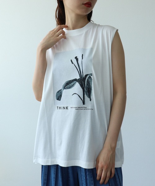 【MACPHEE】フォトプリント ノースリーブTシャツ フォトプリント ノースリーブTシャツ（Tシャツ/カットソー