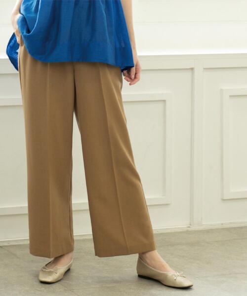 OPAQUE.CLIP(オペークドットクリップ)の「《丈が選べる/SS-LLサイズ》美脚ストレッチイージーワイドパンツ/セットアップ対応【防シワ/洗濯機洗い可/抗ピル】(その他パンツ・レディース・ブラウン系8/ネイビー/ブラック/キャメル・36/34/03/02/01/42/40/38)」の4枚目の写真