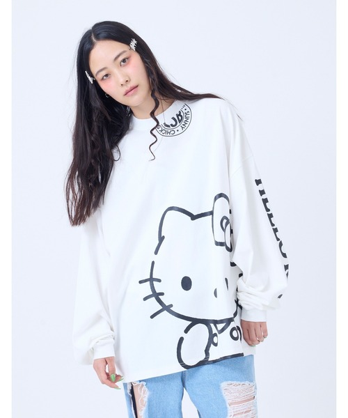 Little sunny bite(リトルサニーバイト)の「▼little sunny bite▼HELLO KITTY x little sunny bite long tee(Tシャツ/カットソー・レディース・ブラック/ホワイト/ライトブルー・MEDIUM/SMALL)」の1枚目の写真