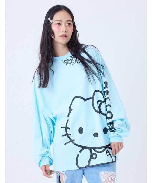 Little sunny bite(リトルサニーバイト)の「▼little sunny bite▼HELLO KITTY x little sunny bite long tee(Tシャツ/カットソー・レディース・ブラック/ホワイト/ライトブルー・MEDIUM/SMALL)」の3枚目の写真