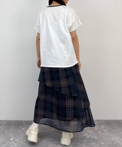 NICOLE CLUB(ニコル クラブ)の「フレンチスリーブ猫Tシャツ(Tシャツ/カットソー・レディース・チャコール/オフホワイト/ホワイト×グレー・FREE)」の14枚目の写真