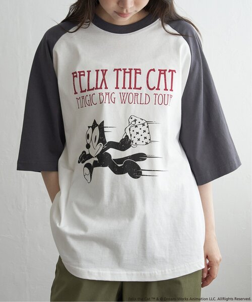 VENCEEXCHANGE(ヴァンスエクスチェンジ)の「Felix the cat フィリックス・ザ・キャット / ラグランTシャツ(Tシャツ/カットソー・メンズ・その他1/チャコール/オフホワイト・LL/M/L)」の4枚目の写真