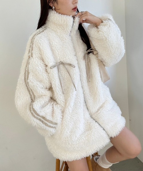 NICE CLAUP サイドラインリボンボアブルゾン サイドラインリボンボアブルゾン（ブルゾン）｜one after