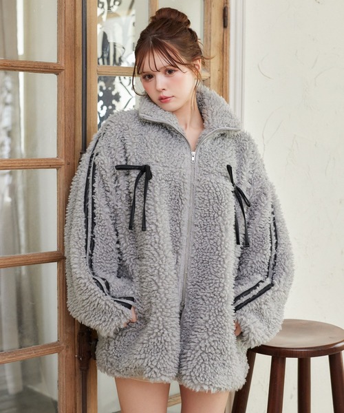 NICE CLAUP サイドラインリボンボアブルゾン サイドラインリボンボアブルゾン（ブルゾン）｜one after