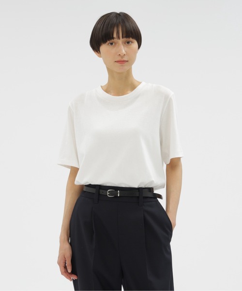 MARGARET HOWELL（マーガレットハウエル）の「BASIC COTTON JERSEY（Tシャツ/カットソー・レディース・ホワイト/モカ/ネイビー・2）」の2枚目の写真