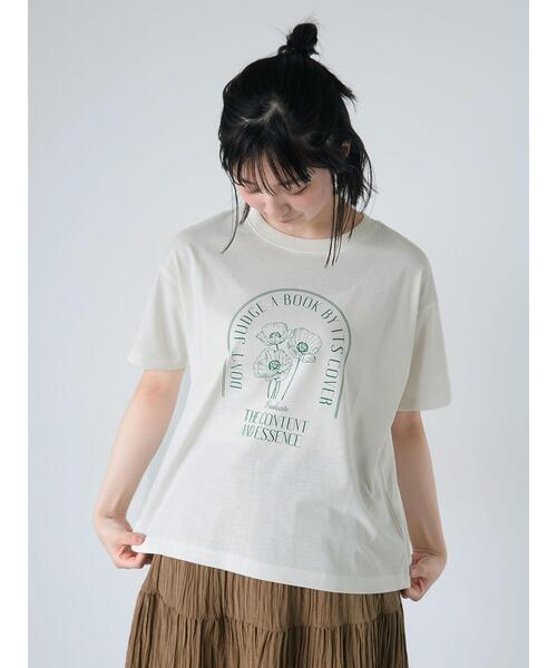 ehka sopo(エヘカソポ)の「花プリントTシャツ(Tシャツ/カットソー・レディース・ピンク/ブラック/オフホワイト/キナリ・F)」の5枚目の写真