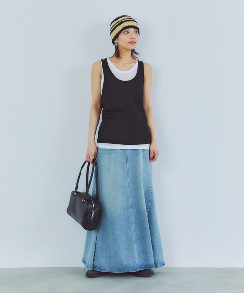 LIENCOEUR（リアンクール）の「レイヤードルーズタンクトップ（タンクトップ・レディース・ブラック/レッド/ダークグレー・FREE）」の4枚目の写真