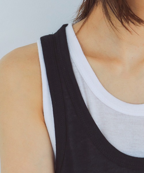 LIENCOEUR（リアンクール）の「レイヤードルーズタンクトップ（タンクトップ・レディース・ブラック/レッド/ダークグレー・FREE）」の12枚目の写真