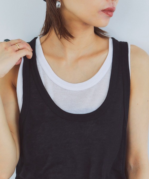 LIENCOEUR（リアンクール）の「レイヤードルーズタンクトップ（タンクトップ・レディース・ブラック/レッド/ダークグレー・FREE）」の11枚目の写真