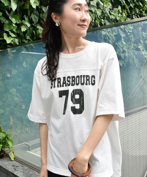 le.coeur blanc(ルクールブラン)の「ナンバリングハーフスリーブTシャツ(Tシャツ/カットソー・レディース・オフホワイト/ダークグレー/アイボリー・38)」の1枚目の写真