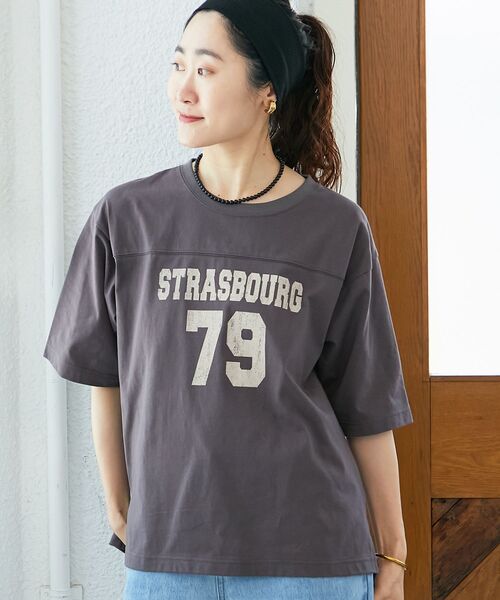 le.coeur blanc(ルクールブラン)の「ナンバリングハーフスリーブTシャツ(Tシャツ/カットソー・レディース・オフホワイト/ダークグレー/アイボリー・38)」の9枚目の写真