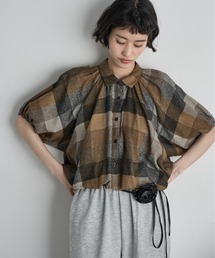 THE YOn（ザヨン）の「バルーンヘムドルマンスリーブクロップドシャツ（シャツ/ブラウス）」
