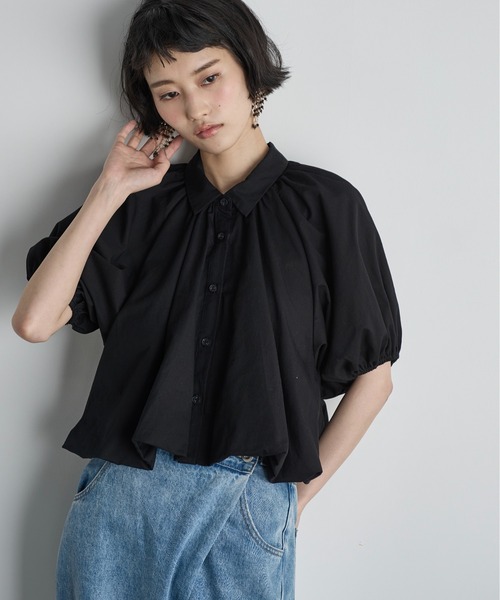 nagonstans バルーンシャツ　(ブラック) nagonstans バルーンシャツ (ブラック)