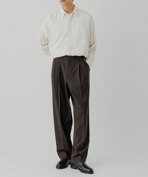 ADAM ET ROPE'（アダムエロペ）の「ワイドテーパード ルームスラックス / セットアップ対応（スラックス・メンズ・ブラック/ダークブラウン/ブラウン系その他3・L/M/S）」の13枚目の写真